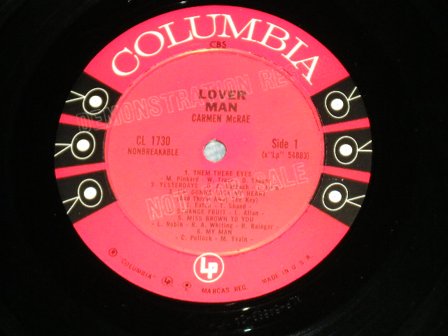 画像: CARMEN McRAE -  LOVER MAN ( Ex+/Ex+++ : EDSP,WOBC )  /  1962 US AMERICA ORIGINAL "6 EYES Label" "PROMO" MONO Used LP 