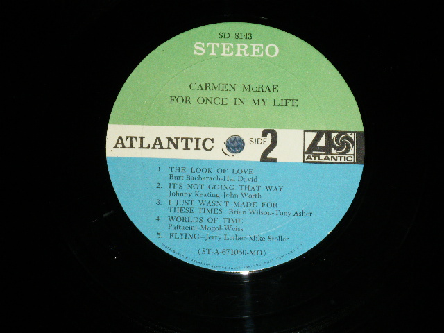 画像: CARMEN McRAE -  FOR ONCE IN MY LIFE ( Ex+++/Ex+++ )  /  1967 US AMERICA ORIGINAL "GREEN and BLUE Label" STEREO Used LP 