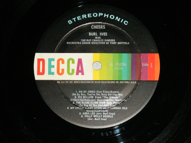 画像: BURL IVES - CHEERS  ( Ex+++/MINT- )   /  1959 US AMERICA ORIGINAL STEREO Used LP 