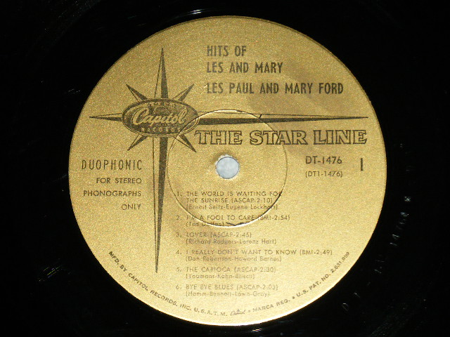 画像: LES PAUL & MARY FORD  - HITS OF LES PAUL & MARY FORD ( Ex++/Ex++ ) / 1960 US ORIGINAL "GOLD LABEL" "DUOPHONIC STEREO" Used LP 
