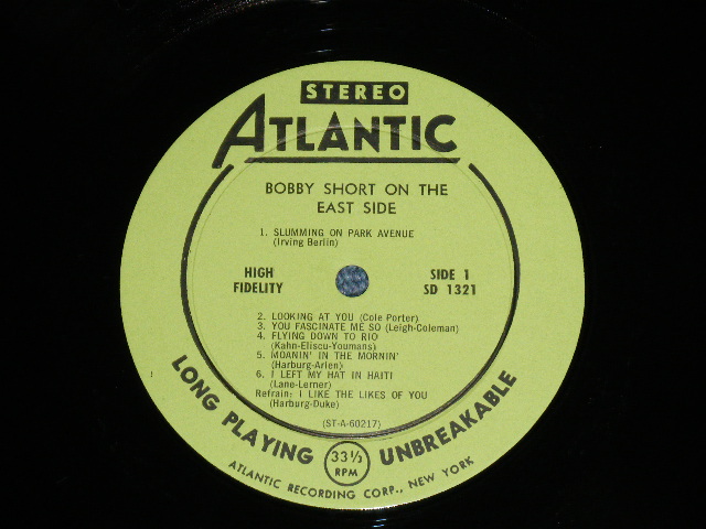 画像: BOBBY SHORT - ON THE EAST SIDE ( MINT-/Ex+++)   /  1960 US AMERICA ORIGINAL 1st Press "GREEN Label" MONO  Used LP 