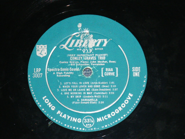 画像: CONLEY GRAVES TRIO - V.I.P. (Very Important Pianist)  ( Ex++/Ex+++ Looks:Ex++) / 1956 US AMERICA ORIGINAL  "With AUTOGRAPHED" 1st Press "TURCOISE Label"  Used LP 