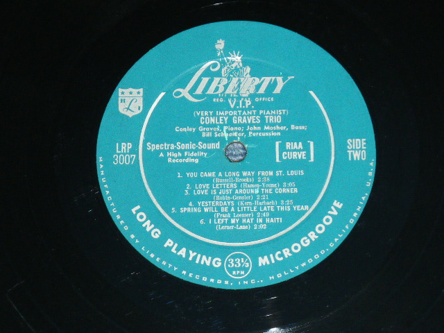 画像: CONLEY GRAVES TRIO - V.I.P. (Very Important Pianist)  ( Ex++/Ex+++ Looks:Ex++) / 1956 US AMERICA ORIGINAL  "With AUTOGRAPHED" 1st Press "TURCOISE Label"  Used LP 