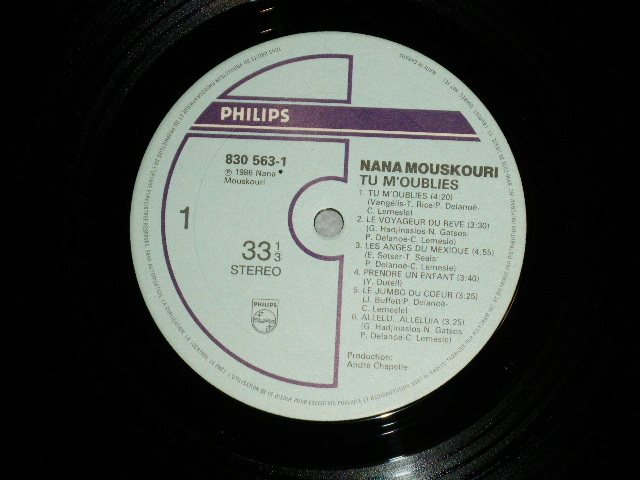 画像: NANA MOUSKOURI  - TU M(OUBLIES  ( Ex+++/MINT- ) / 1986  US AMERICA ORIGINAL  Used  LP
