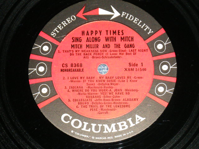画像: MITCH MILLER and His GANG - HAPPY TIMES! SING ALONG WITH MITCH (Ex+++/MINT- )  / 1959 US AMERICA ORIGINAL STEREO "6 EYE'S LABEL"  Used LP