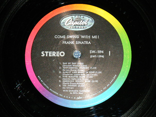 画像: FRANK SINATRA -  COME SWING WITH ME! ( Ex+/Ex++ Looks:Ex++ ) / 1961 US AMERICA 2nd Press "BLACK with RAINBOW and CAPITOL Logo at TOP" Label STEREO Used LP 