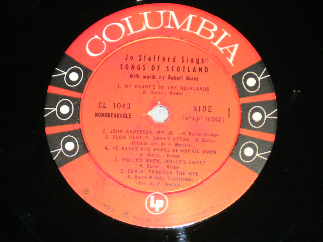 画像: JO STAFFORD - SONGS OF SCOTLAND  ( Ex++/MINT-) / 1957 US AMERICA ORIGINAL "6 EYE'S LABEL" MONO Used LP 