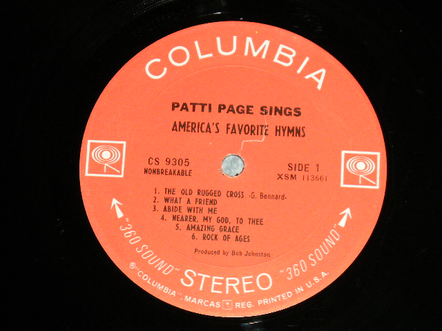 画像: PATTI PAGE -  SINGS AMERICA'S FAVORITE HYMNS  ( MINT-/Ex+++ Looks:Ex++  ) /1966 US AMERICA ORIGINAL 360 Sound Label  STEREO Used LP  