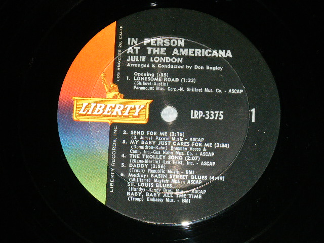 画像: JULIE LONDON - IN PERSON AT THE AMERICANA ( Ex++/MINT- ) / 1964 US AMERICA ORIGINAL MONO Used LP 