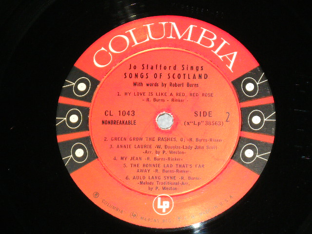 画像: JO STAFFORD - SONGS OF SCOTLAND  ( Ex++/MINT-) / 1957 US AMERICA ORIGINAL "6 EYE'S LABEL" MONO Used LP 