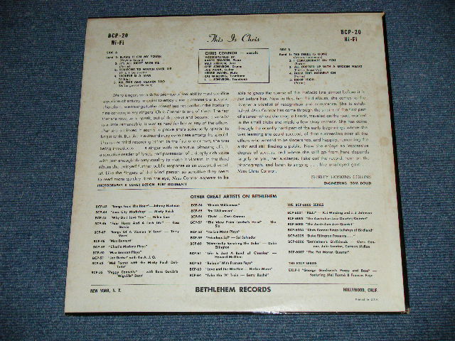 画像: CHRIS CONNOR -THIS IS CHRIS ( Ex++,Ex+/Ex++ Looks: Ex  ) / 1955 US AMERICA ORIGINAL 1st press "Maroon Label" MONO Used LP 