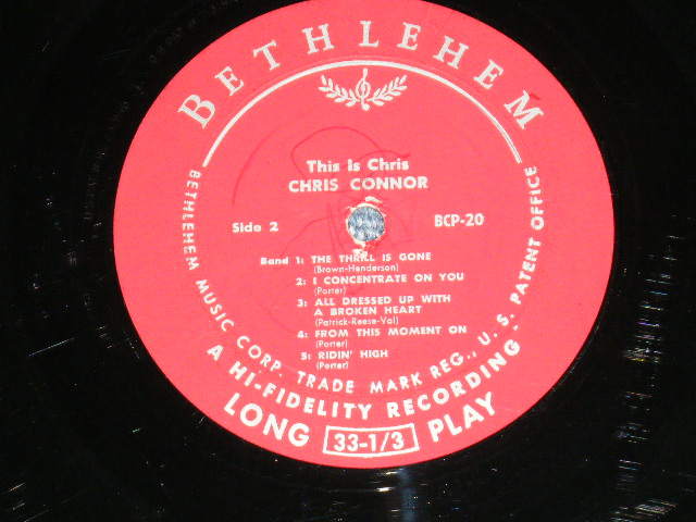 画像: CHRIS CONNOR -THIS IS CHRIS ( Ex++,Ex+/Ex++ Looks: Ex  ) / 1955 US AMERICA ORIGINAL 1st press "Maroon Label" MONO Used LP 