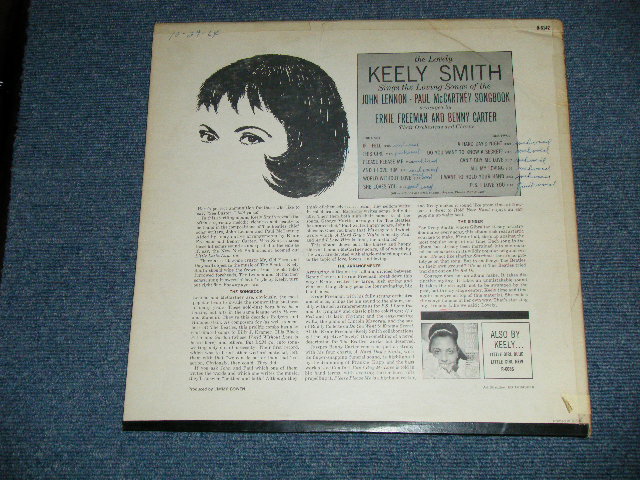 画像: KEELY SMITH -  SINGS THE JOHN LENNON - PAUL McCARTNEY SONG BOOK (JAZZY COVER of The BEATLES' Song )  ( VG+++/Ex+++ Looks:Ex+++ :Tapeoc, WOBC,WOL )  / 1964 US AMERICA ORIGINAL "WHITE LABEL PROMO" Mono  Used LP 