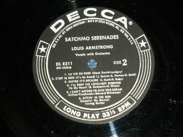 画像: LOUIS ARMSTRONG and The ALL STARS - SATCHMO SERENADE( Ex++/Ex+++ )  / 1956 US AMERICA 1st Press "BLACK with SILVER Print Label" MONO Used LP  