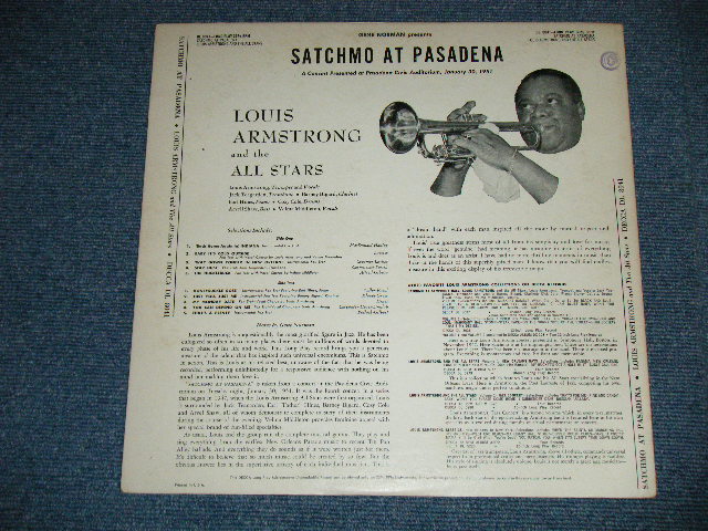 画像: LOUIS ARMSTRONG and The ALL STARS - SATCHMO AT PASADENA  ( Ex++/Ex++ Looks:Ex+++ )  / 1954 US AMERICA 1st Press "BLACK with SILVER Print Label" MONO Used LP  