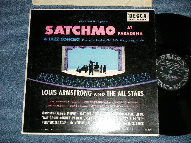 画像1: LOUIS ARMSTRONG and The ALL STARS - SATCHMO AT PASADENA  ( Ex++/Ex++ Looks:Ex+++ )  / 1954 US AMERICA 1st Press "BLACK with SILVER Print Label" MONO Used LP  