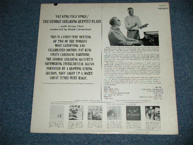 画像: NAT KING COLE GEORGE SHEARING  - NAT KING COLE sings /GEORGE SHEARING plays  (Ex++/Ex++) / 1963 US AMERICA ORIGINAL 2nd Press "BLACK with RAINBOW Band with CAPITOL Logo on TOP Label"  MONO  Used LP