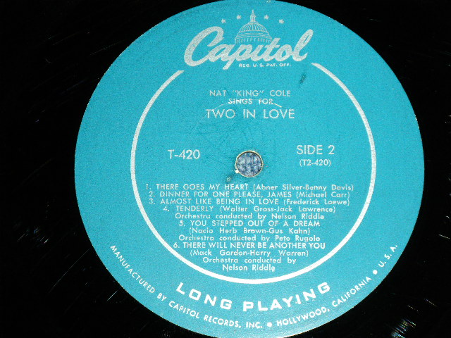 画像: NAT KING COLE - SINGS TWO IN LOVE ( Ex++/Ex++) / 1955 US AMERICA ORIGINAL  1st Press "TURQUOISE Label "  1st Press "LONG PLAYING at Bottom Label" "1st Press WHITE CAPITOL Logo on Front Top Cove" MONO  Used LP