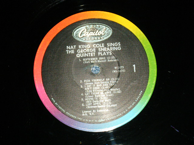 画像: NAT KING COLE GEORGE SHEARING  - NAT KING COLE sings /GEORGE SHEARING plays  (Ex++/Ex++) / 1963 US AMERICA ORIGINAL 2nd Press "BLACK with RAINBOW Band with CAPITOL Logo on TOP Label"  MONO  Used LP