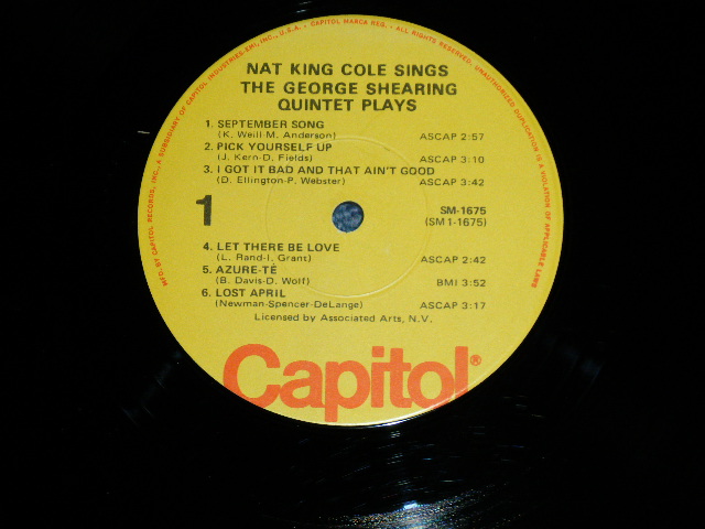 画像: NAT KING COLE GEORGE SHEARING  - NAT KING COLE sings /GEORGE SHEARING plays  (Ex++/MINT-) / 1970's US AMERICA REISSUE Used LP