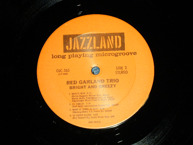 画像: The RED GARLAND TRIO -  BRIGHT AND BREEZY  ( MINT-/MINT-) / 1986 US AMERICA REISSUE Used  LP 