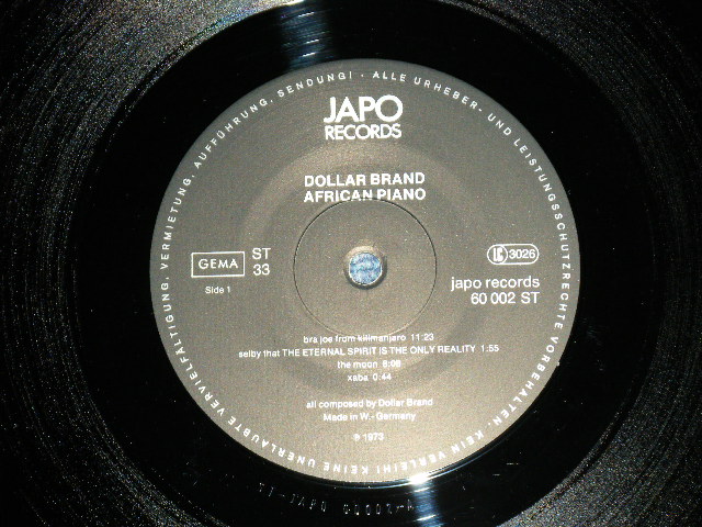 画像: DOLLAR BRAND - JOHNNY DYANI - ECHOES FROM AFRICA (MINT-/MINT-) / 1979 WEST-GERMANY GERMAN ORIGINAL Used LP 