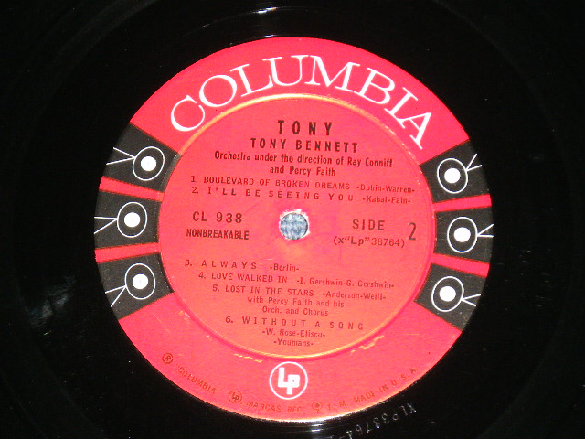 画像: TONY BENNETT - TONY ( Ex++/Ex++ Looks:Ex+++ : WOBC, EDSP ) / 1956 US AMERICA 1st Press "6 EYE'S Label" MONO Used LP 