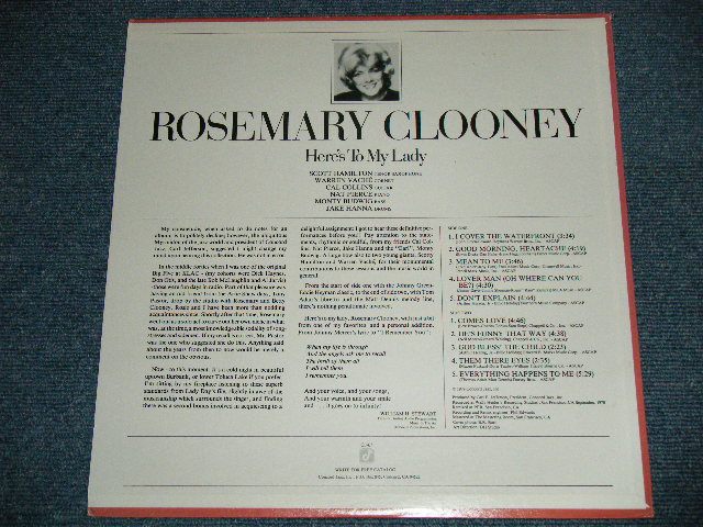 画像: ROSEMARY CLOONEY - HERE'S TO MY LADY  ( Ex+++/MINT- ) / 1979 US AMERICA ORIGINAL Used LP