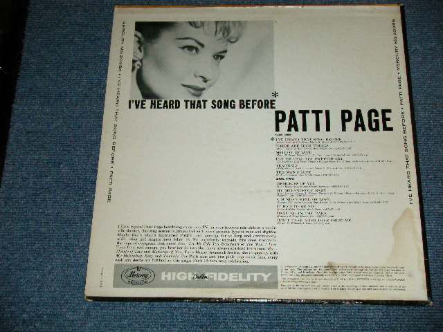 画像: PATTI PAGE   - I'VE HEARD THAT SONG BEFORE ( Ex+++, Ex+/MINT- )  / 1957 US AMERICA ORIGINAL"2nd Press BLACK Label"  MONO Used LP 