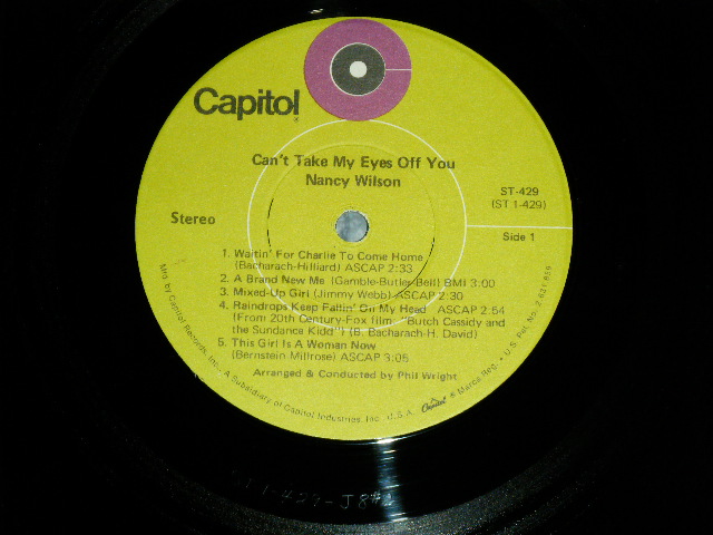 画像: NANCY WILSON  - CAN'T TAKE MY EYES OFF YOU( MINT-/Ex+++ Looks:MINT- )   ) / 1970 US AMERICA ORIGINAL "GREEN LABEL" Used  LP