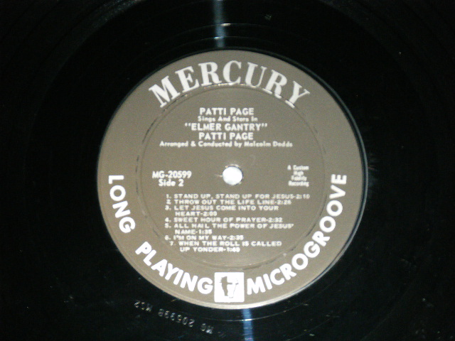 画像: PATTI PAGE - SINGS and STARS IN ELMER GANTRY ( MINT-, Ex+++/MINT- )  /1960 US AMERICA ORIGINAL "BLACK with SILVER Print Label" MONO Used LP