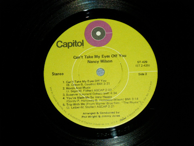 画像: NANCY WILSON  - CAN'T TAKE MY EYES OFF YOU( MINT-/Ex+++ Looks:MINT- )   ) / 1970 US AMERICA ORIGINAL "GREEN LABEL" Used  LP