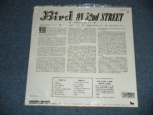画像: CHARLIE PARKER - BIRD ON 52ND STREET ( SEALED )   / 1984 WEST-GERMANY  REISSUE "Brand New SEALED" LP