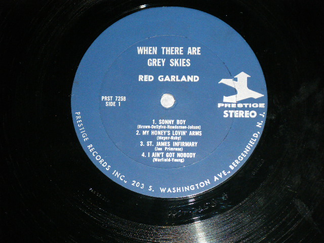 画像: RED GARLAND - WHEN THERE ARE GREY SKIES ( Ex++/Ex+++ : EDSP) / US AMERICA "1964-1967 VERSION " "Dark Blue with TRIDENT Logo on The RING,with 203 SWASHINGTON AVE. NJ logo Label" " Used LP 