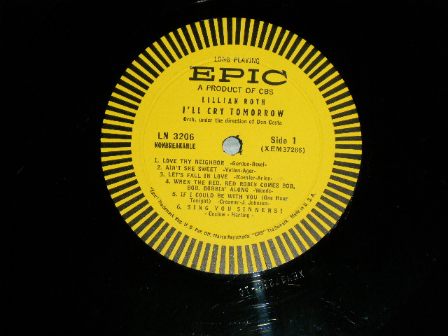画像: LILLIAN ROTH - I'LL CRY TOMORROW ( Ex/Ex+++ : TearOFC,EDSP,Tape Seam ) / 1957 US AMERICA  MONO Used LP 