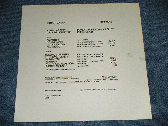 画像: KEITH JARRETT & JACK DeJONETTE  -  RUTA+DAITYA (MINT-/MINT) /  1973 WEST-GERMANY GERMAN  ORIGINAL Used LP