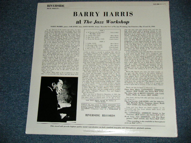 画像: BARRY HARRIS - AT THE JAZZ WORKSHOP  ( Ex+++/MINT)  / 1985 US AMERICA REISSUE Used  LP