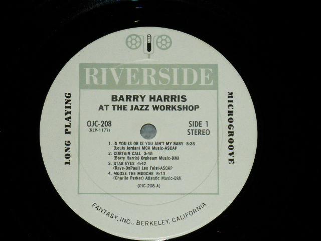 画像: BARRY HARRIS - AT THE JAZZ WORKSHOP  ( Ex+++/MINT)  / 1985 US AMERICA REISSUE Used  LP