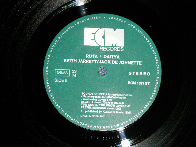 画像: KEITH JARRETT & JACK DeJONETTE  -  RUTA+DAITYA (MINT-/MINT) /  1973 WEST-GERMANY GERMAN  ORIGINAL Used LP