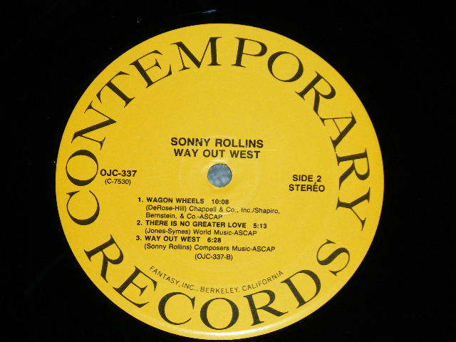 画像: SONNY ROLLINS - WAY OUT WEST ( MINT-/MINT- A-2:Ex+++)  /  US AMERICA REISSUE Used LP