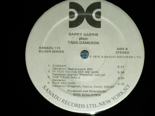 画像: BARRY HARRIS - PLAYS TODD DAMERON  ( Ex+++/MINT- )  / 1975 US AMERICA ORIGINAL Used LP