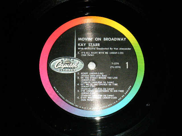画像: KAY STARR - MOVIN' ON BROADWAY! (Ex/Ex++Tape Seam,TEAROFC)  / 1959 US AMERICA ORIGINAL "BLACK with RAINBOR Ring & CAPITOL Logo on LEFT SIDE" Label MONO  Used LP