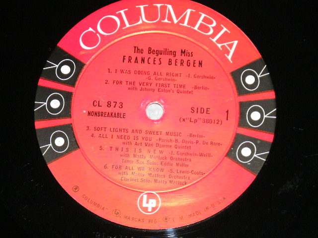 画像: FRANCES BERGEN  - THE BEGUILING MISS FRANCES BERGEN (Ex++/Ex+++ : EDSP)  / 1956 US ORIGINAL "6 EYES Label" Mono Used LP