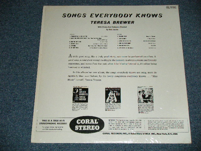 画像: TERESA BREWER - SONGS EVERYBODY KNOWS  ( MINT-/Ex+++) / 1961 US AMERICA ORIGINAL STEREO Used LP  