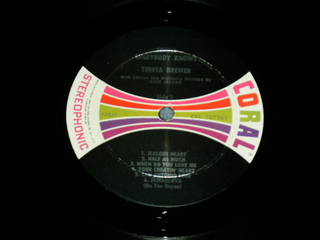 画像: TERESA BREWER - SONGS EVERYBODY KNOWS  ( MINT-/Ex+++) / 1961 US AMERICA ORIGINAL STEREO Used LP  