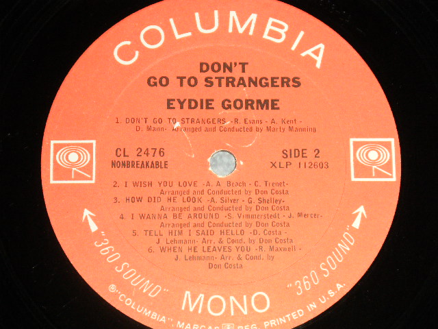 画像: EYDIE GORME -  DON'T GO TO STRANGERS (Ex+++/MINT- WOBC, WOL )  / 1966 US AMERICA ORIGINAL "360 SOUND" Label MONO Used LP