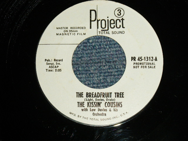 画像1: The KISSIN' COUSINS with Lew Davies And His Orchestra - A) THE BREADFRUIT TREE  B) LISTEN TO YOUR HEART (MINT-/MINT- WOL)/ 1967 US AMERICA ORIGINAL "WHITE LABEL PROMO" Used 7" 45rpm Single 