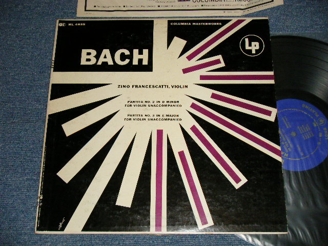 画像1: Johann Sebastian Bach, Zino Francescatti (Vi)  - Partita n 2 in D minor & Partita n 3 in E major for violin unaccompanied (Ex+/Ex++ EDSP) / US AMERICA ORIGINAL "BLUE with GOLD PRINT LABEL" MONO Used LP 