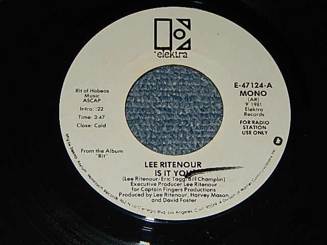 画像1: LEE RITENOUR - IS IT YOU  A)MONO   B) STEREO (MINT-/MINT- WOL) / 1981 US AMERICA ORIGINAL "PROMO ONLY SAME FLIP) Used 7" Single