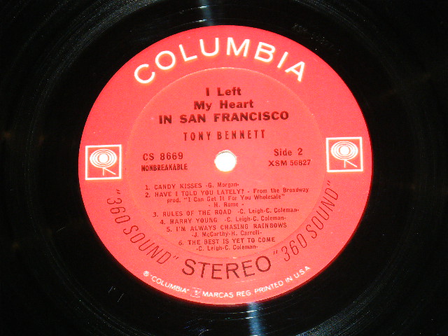画像: TONY BENNETT - I LEFT  HEART IN SAN FRANCISCO / 1962 US ORIGINAL Stereo  LP 